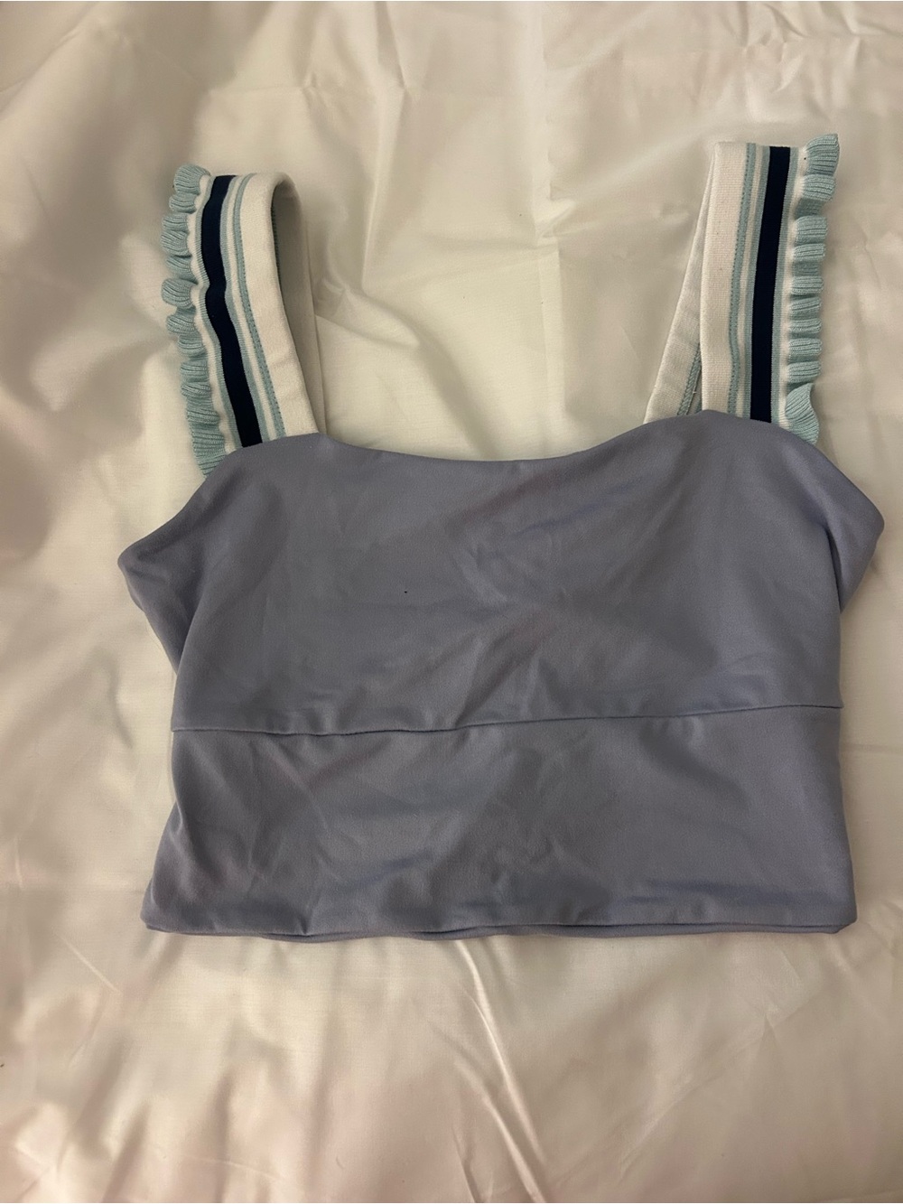 Free People Lavender Crop Tank with Striped Ruffle Straps